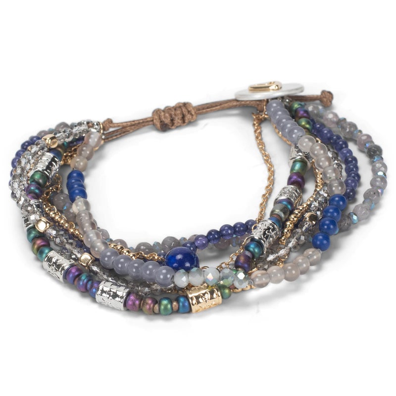 DEMDACO Beaded Love Metallic Grey One Size Fits Most Glass and Metal Charm Bracelet - Image 4